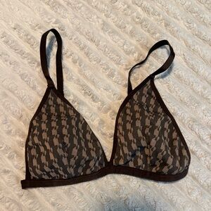 Chic Brown and Black Patterned Triangle Bra